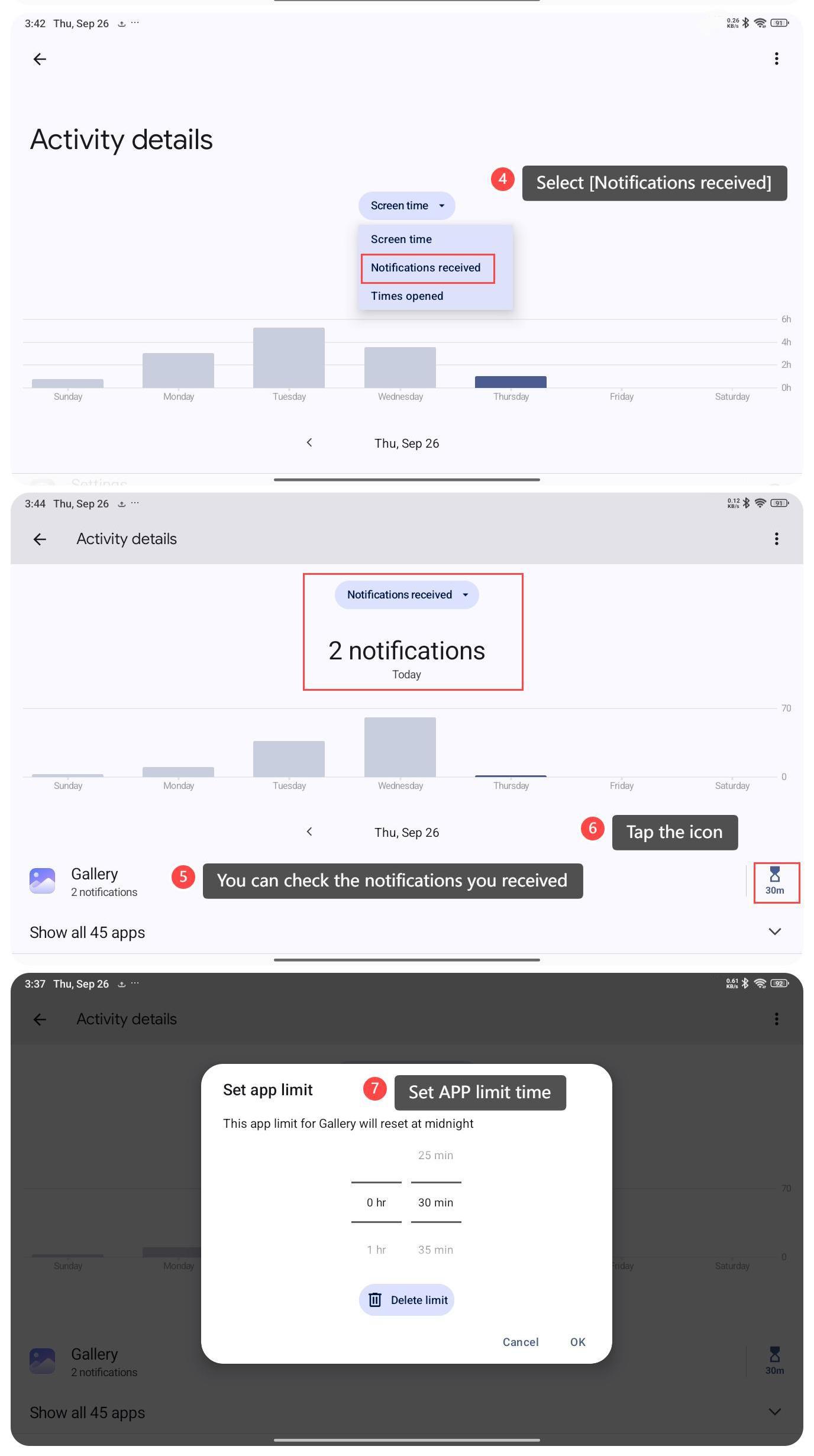 How to check and schedule how many notifications you receive per day on ...