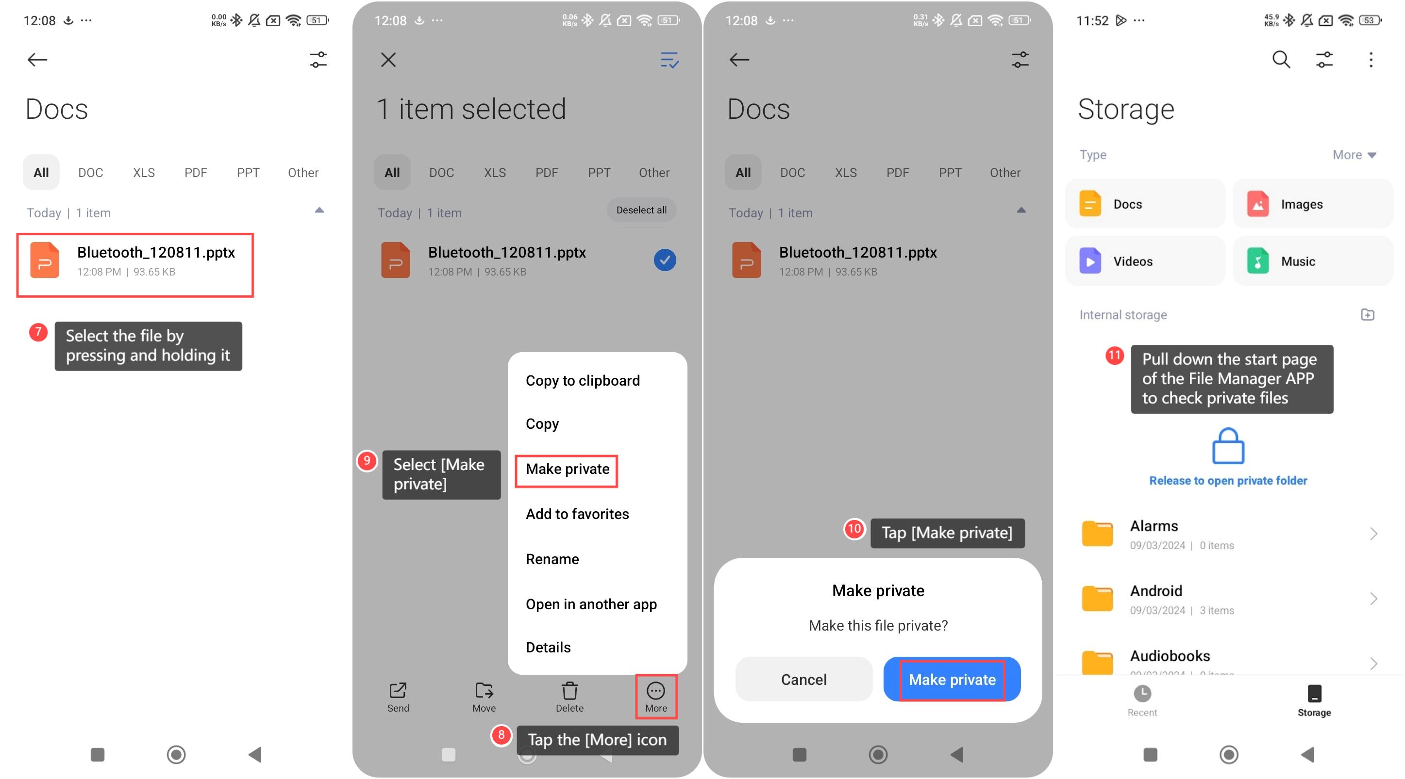 mi__様確認ページ REDMI 13C 5Gでプライベートファイルを作成して確認する方法は?