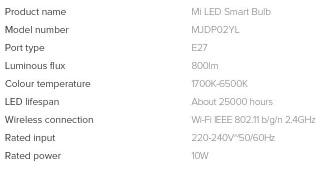 Xiaomi Mi LED Smart Bulb Blanc et Couleur 10W RVB E27 - Ampoule