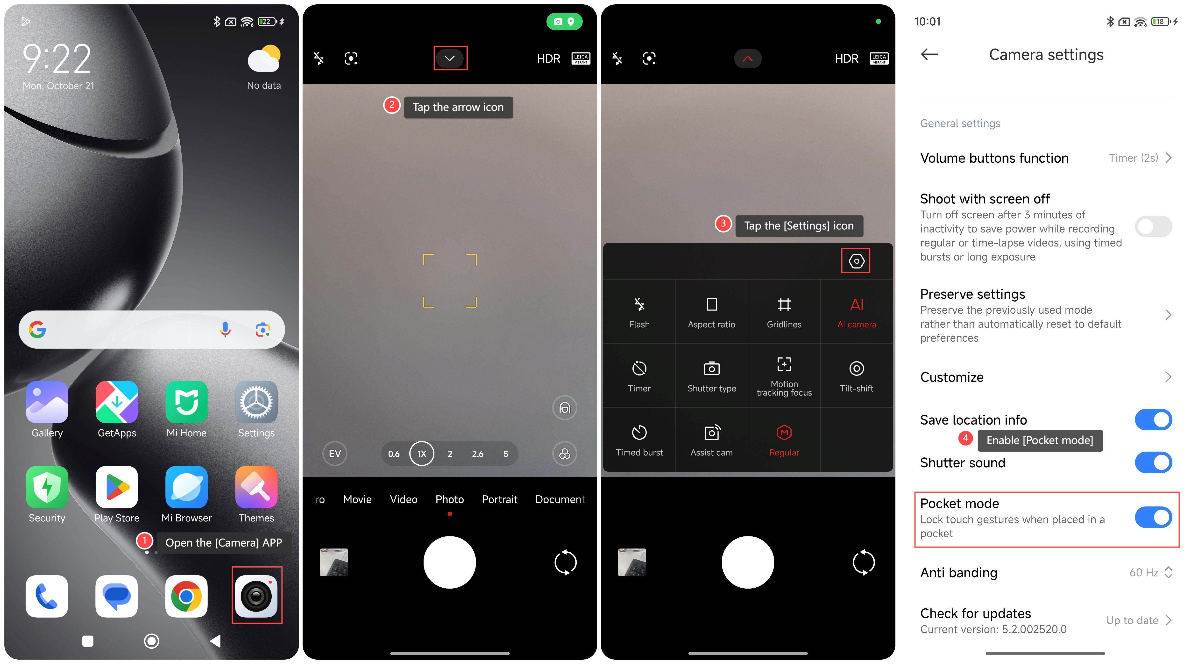 如何在Xiaomi 14T Pro 相機上打開Pocket模式？